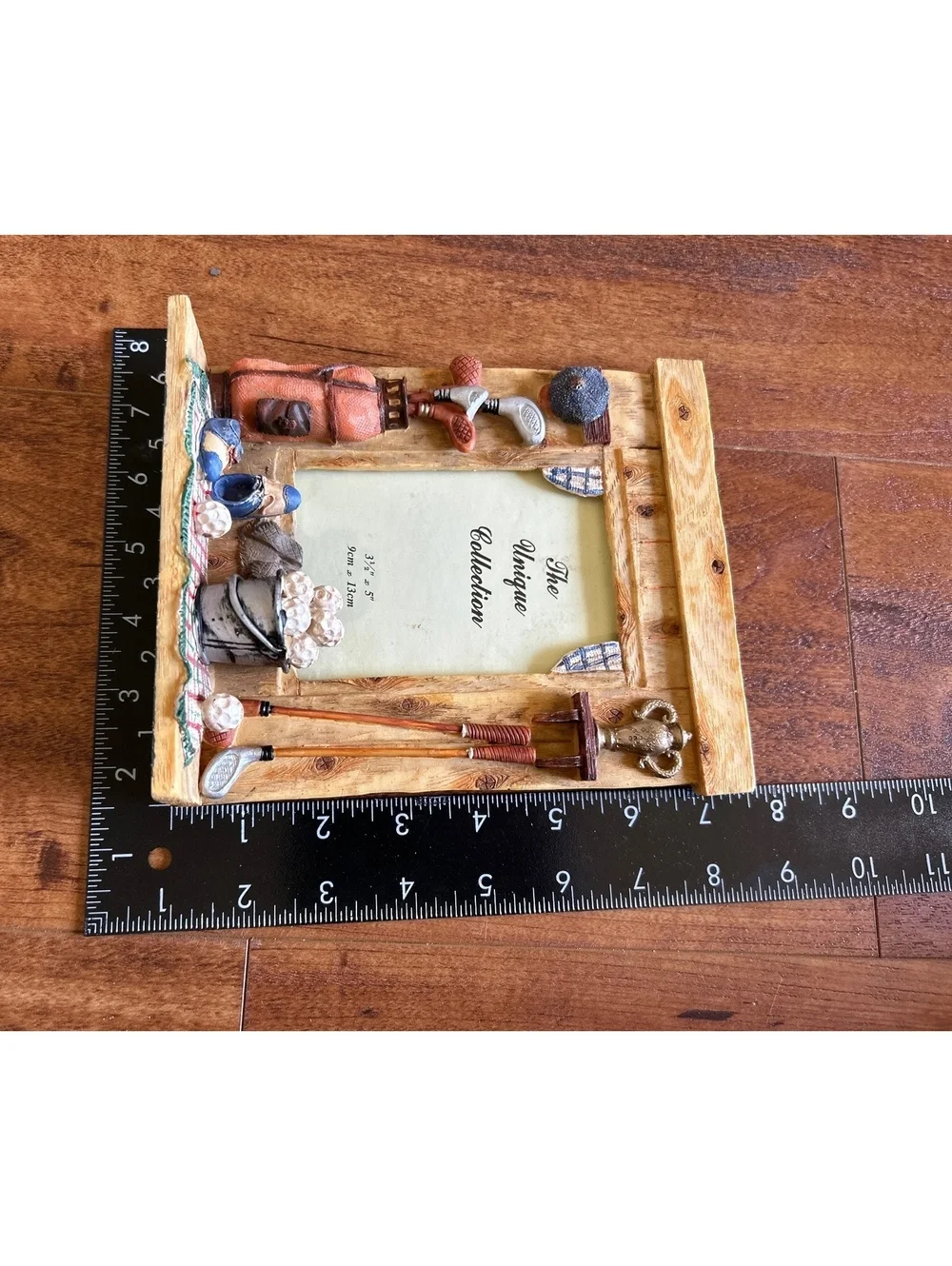Golf Themed Decorative Picture Frame with Golf Clubs and Trophy